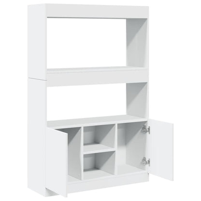 Highboard White 92x33x140 cm Engineered Wood