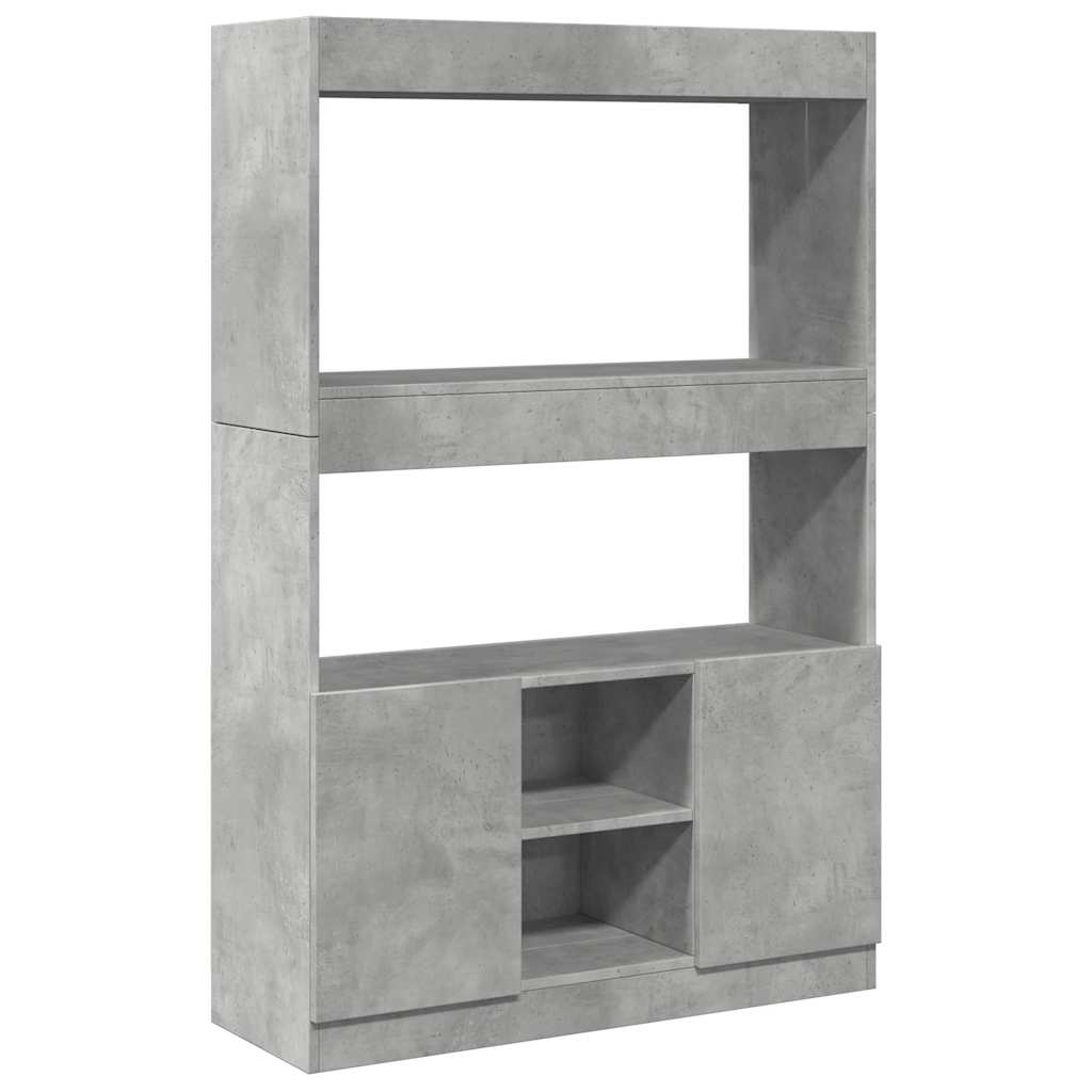 Highboard Concrete Grey 92x33x140 cm Engineered Wood