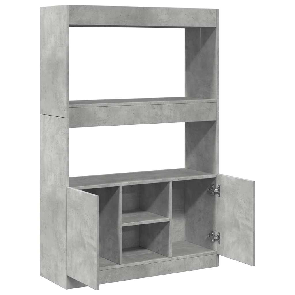 Highboard Concrete Grey 92x33x140 cm Engineered Wood