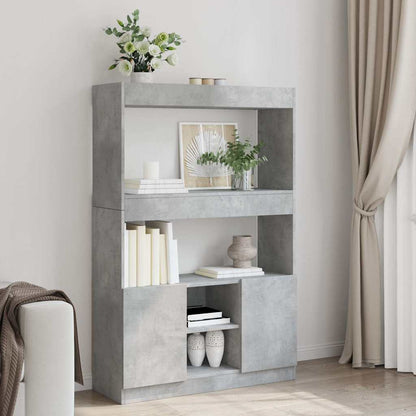 Highboard Concrete Grey 92x33x140 cm Engineered Wood