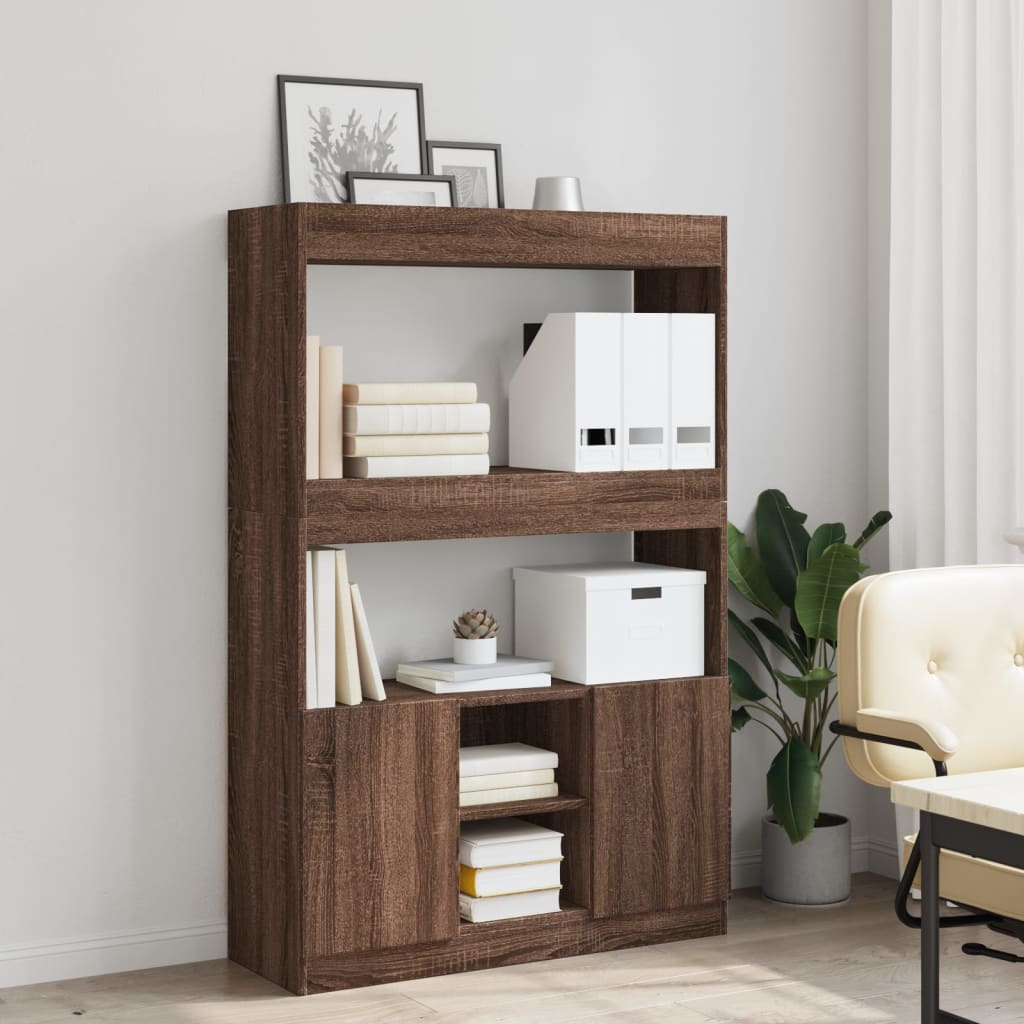 Highboard Brown Oak 92x33x140 cm Engineered Wood