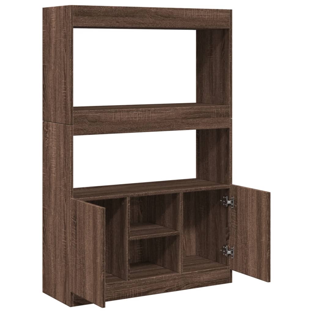 Highboard Brown Oak 92x33x140 cm Engineered Wood