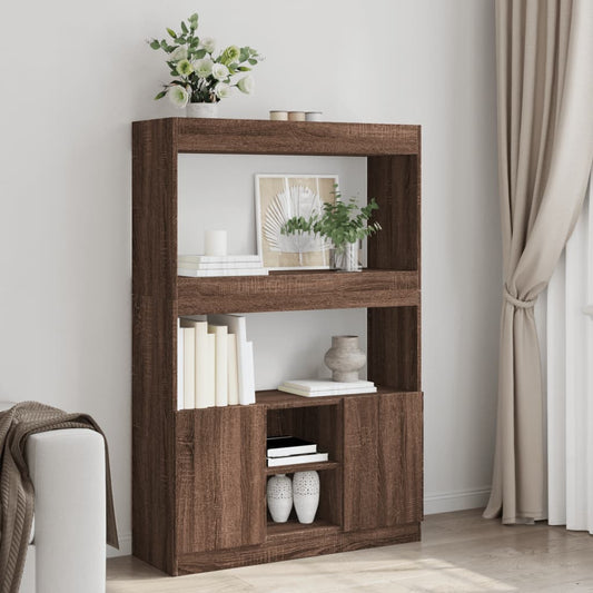 Highboard Brown Oak 92x33x140 cm Engineered Wood