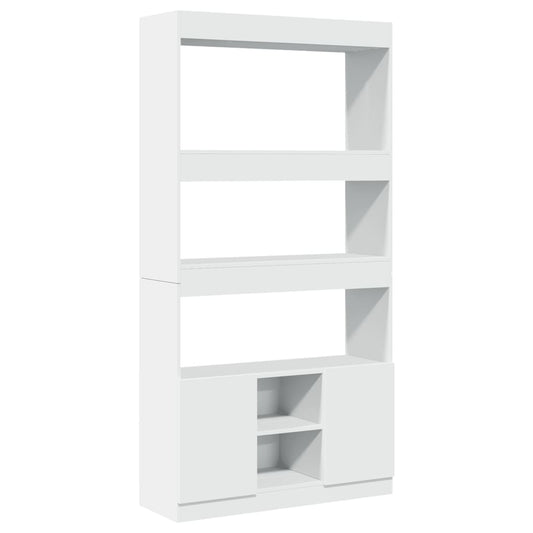 Highboard White 92x33x180 cm Engineered Wood
