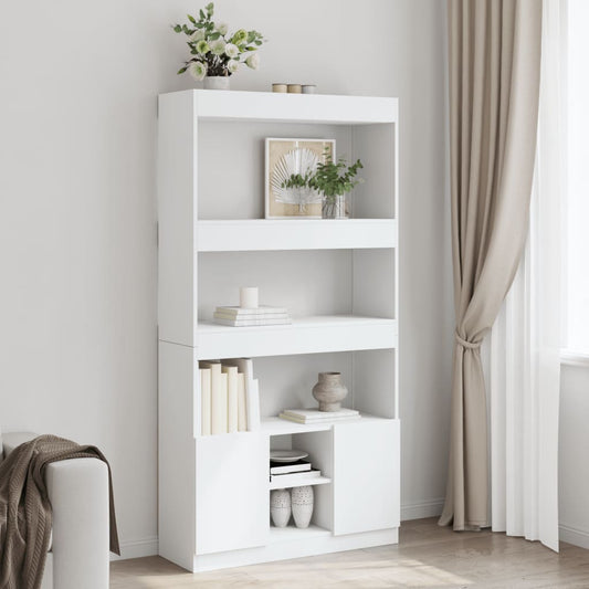 Highboard White 92x33x180 cm Engineered Wood
