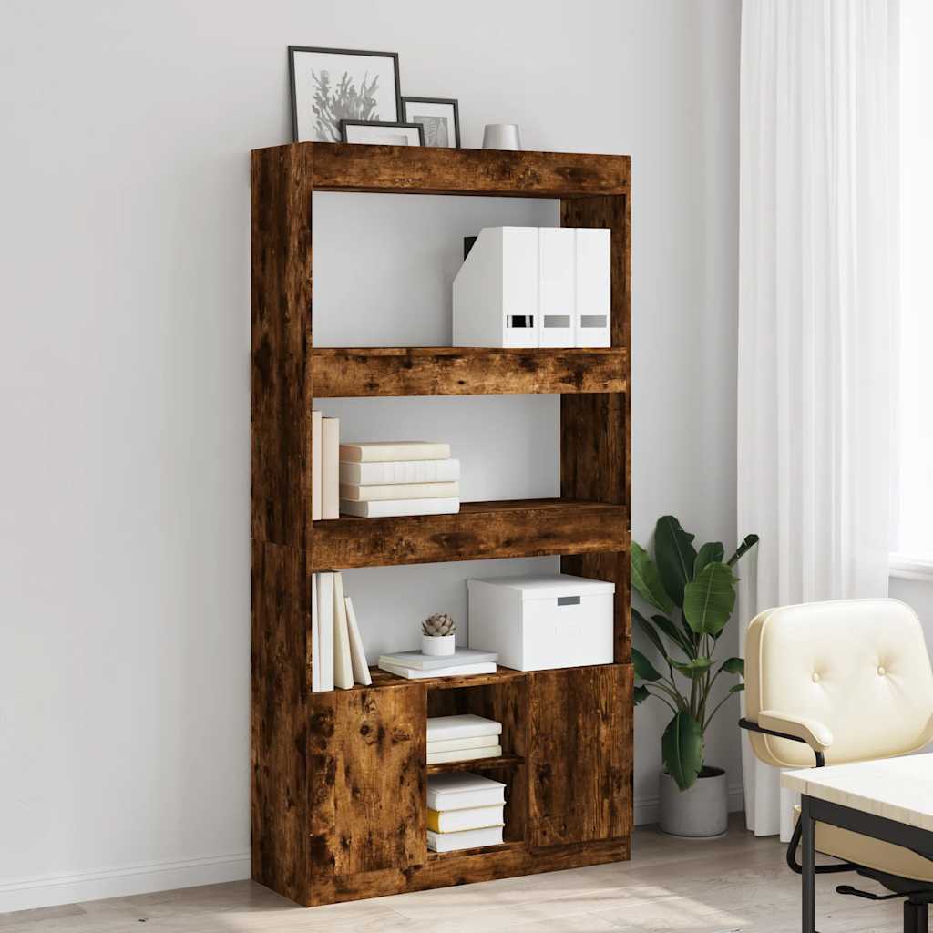 Highboard Smoked Oak 92x33x180 cm Engineered Wood