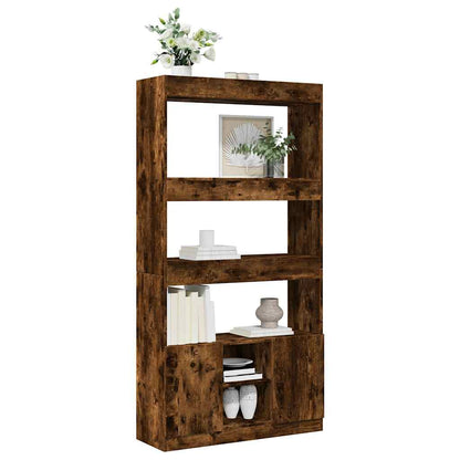 Highboard Smoked Oak 92x33x180 cm Engineered Wood