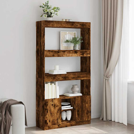Highboard Smoked Oak 92x33x180 cm Engineered Wood