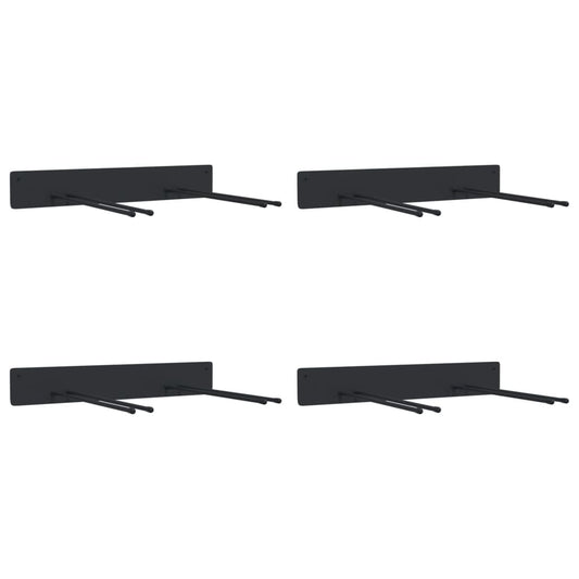 Garden Tool Storage Racks Wall Mounted 4 pcs Black Steel