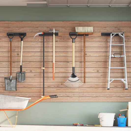 Garden Tool Storage Racks Wall Mounted 4 pcs Black Steel