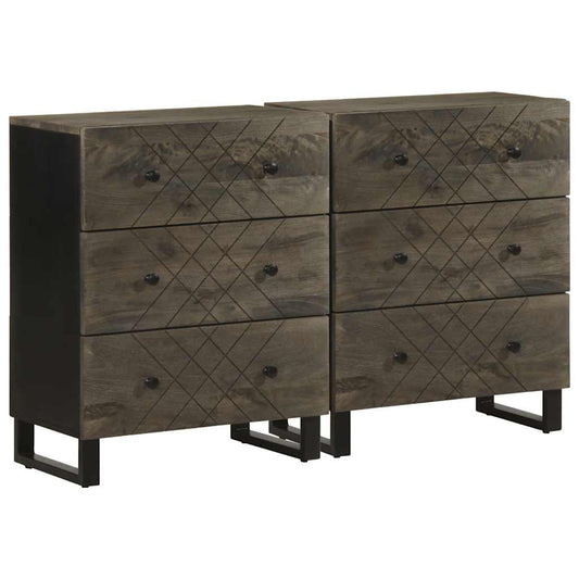 Sideboards 2 pcs Black 60x33x75 cm Solid Wood Mango