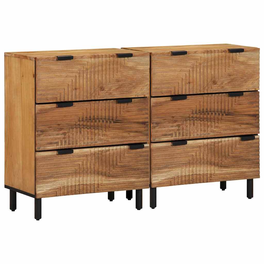 Sideboard Set 2 pcs 120 x 33 x 75 cm Solid Acacia Wood