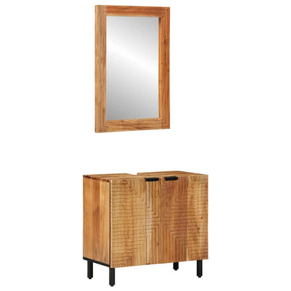 Bathroom Cabinet Set 2 pcs Natural 62 x 33 x 58 cm