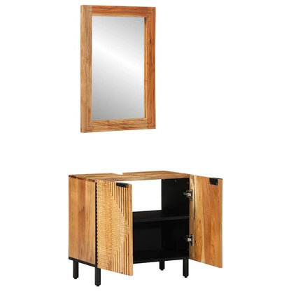 Bathroom Cabinet Set 2 pcs Natural 62 x 33 x 58 cm