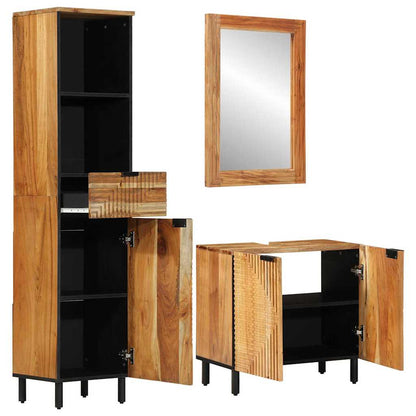 Bathroom Cabinet Set 3 pcs Natural 38 x 33 x 160 cm