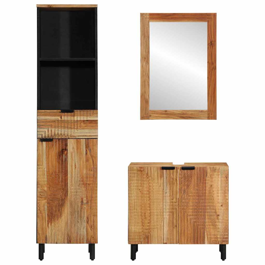 Bathroom Cabinet Set 3 pcs Natural 38 x 33 x 160 cm