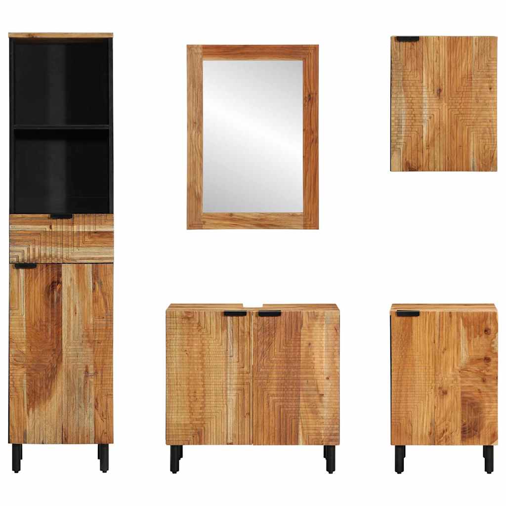 Bathroom Cabinet Set 5 pcs Natural 38 x 33 x 160 cm