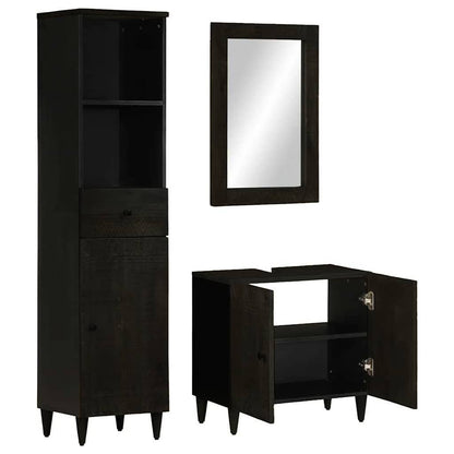 3 Piece Bathroom Furniture Set Solid Wood Mango