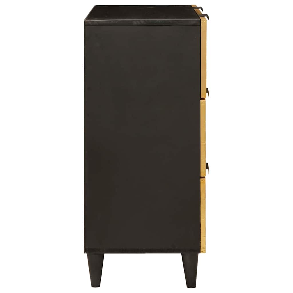 Sideboard Set 2 pcs Black and Brass 120 x 33 x 75 cm
