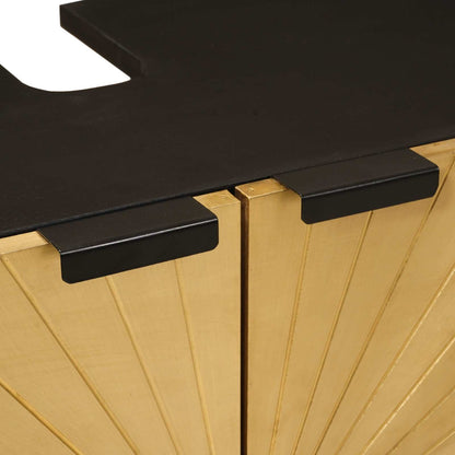 Bathroom Cabinet Set 2 pcs Black and Brass Solid Mango Wood