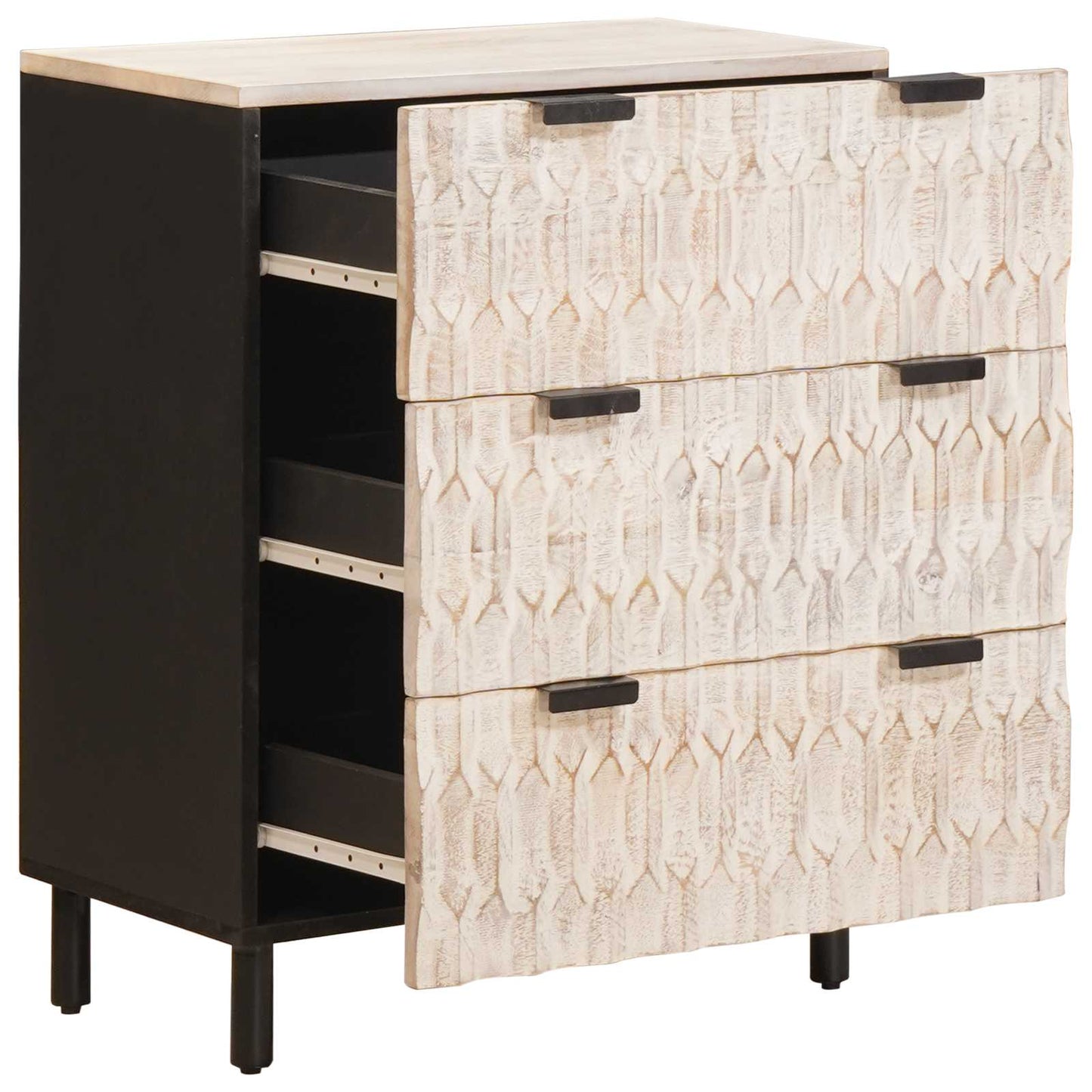 Sideboard 2 pcs White Wash Finish 60 x 33 x 75 cm