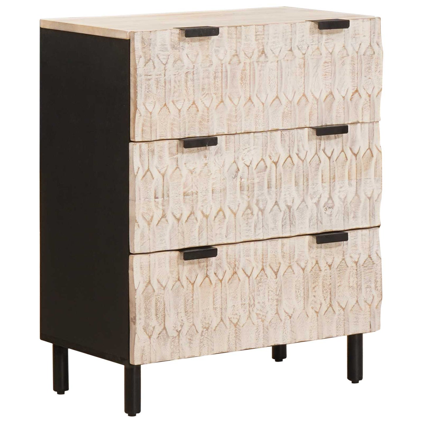Sideboard 2 pcs White Wash Finish 60 x 33 x 75 cm