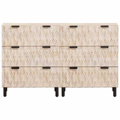 Sideboard 2 pcs White Wash Finish 60 x 33 x 75 cm