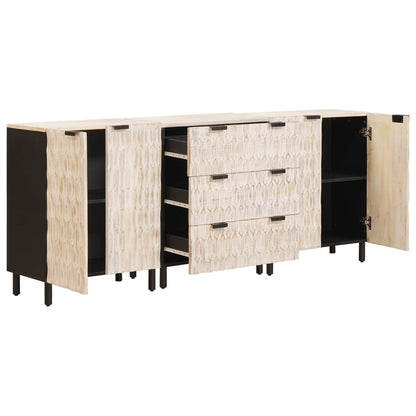 Sideboard 3 pcs White Wash Finish 180 x 33 x 75 cm