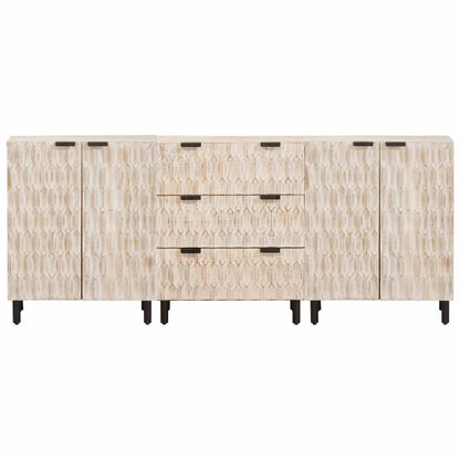 Sideboard 3 pcs White Wash Finish 180 x 33 x 75 cm