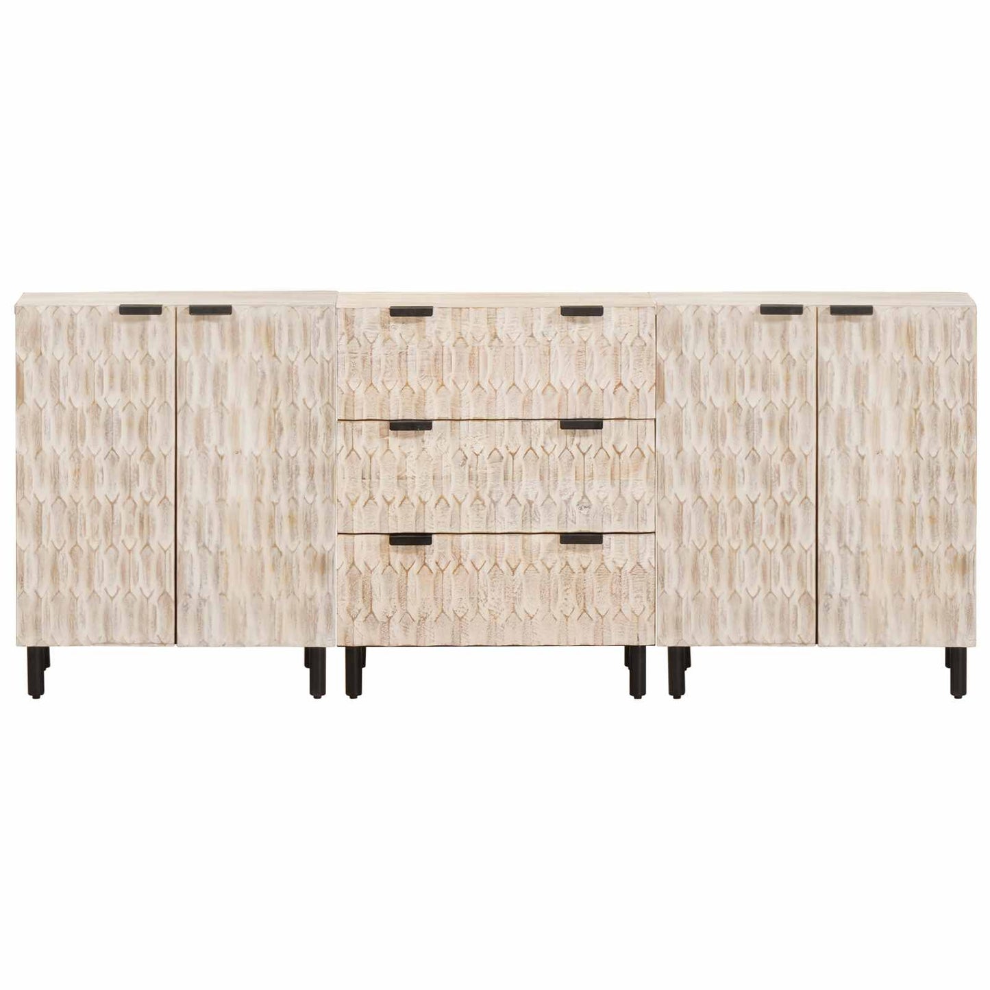 Sideboard 3 pcs 60 x 33 x 75 cm Solid Mango Wood