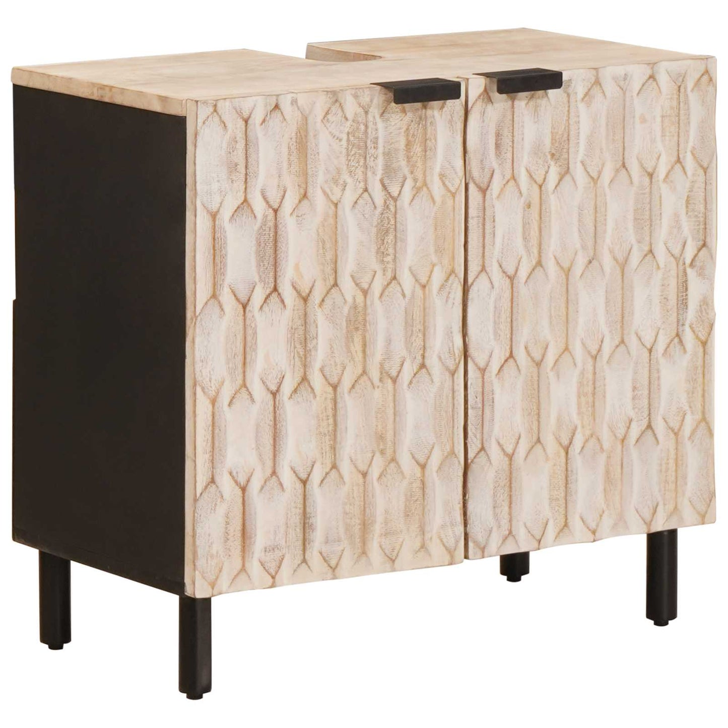 Bathroom Sets with Storage White Wash Finish Solid Mango Wood