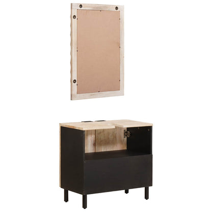 Bathroom Sets with Storage White Wash Finish Solid Mango Wood