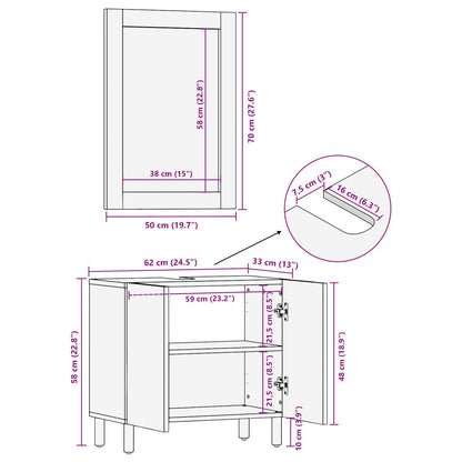 Bathroom Sets with Storage White Wash Finish Solid Mango Wood
