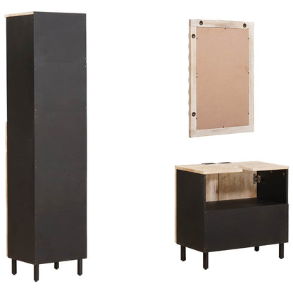 Bathroom Sets 3 pcs White Wash Finish Solid Mango Wood