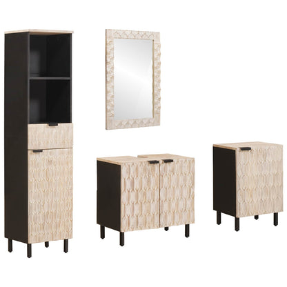 Bathroom Sets 4 pcs White Wash Finish Solid Mango Wood