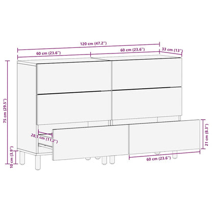 Sideboard 2 pcs Acacia Brown Finish 60 x 33 x 75 cm