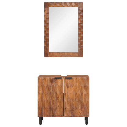 Bathroom Sets 2 pcs Acacia Brown Winish Solid Mango Wood
