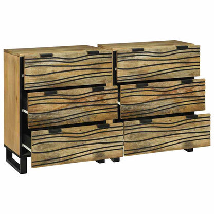 Sideboard Set 2 pcs Natural 120 x 33.5 x 75 cm Solid Mango Wood
