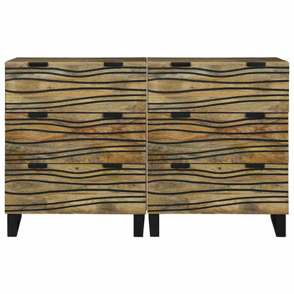Sideboard Set 2 pcs Natural 120 x 33.5 x 75 cm Solid Mango Wood