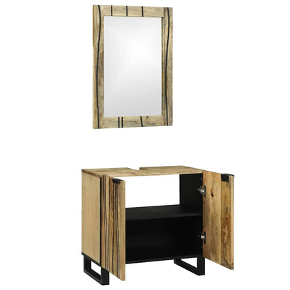 Bathroom Cabinet Set 2 pcs Natural Solid Mango Wood