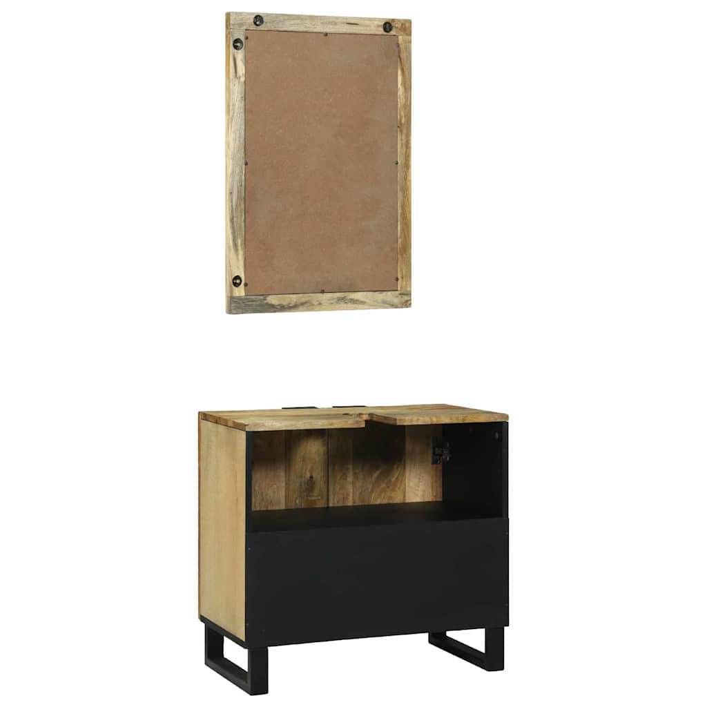 Bathroom Cabinet Set 2 pcs Natural Solid Mango Wood