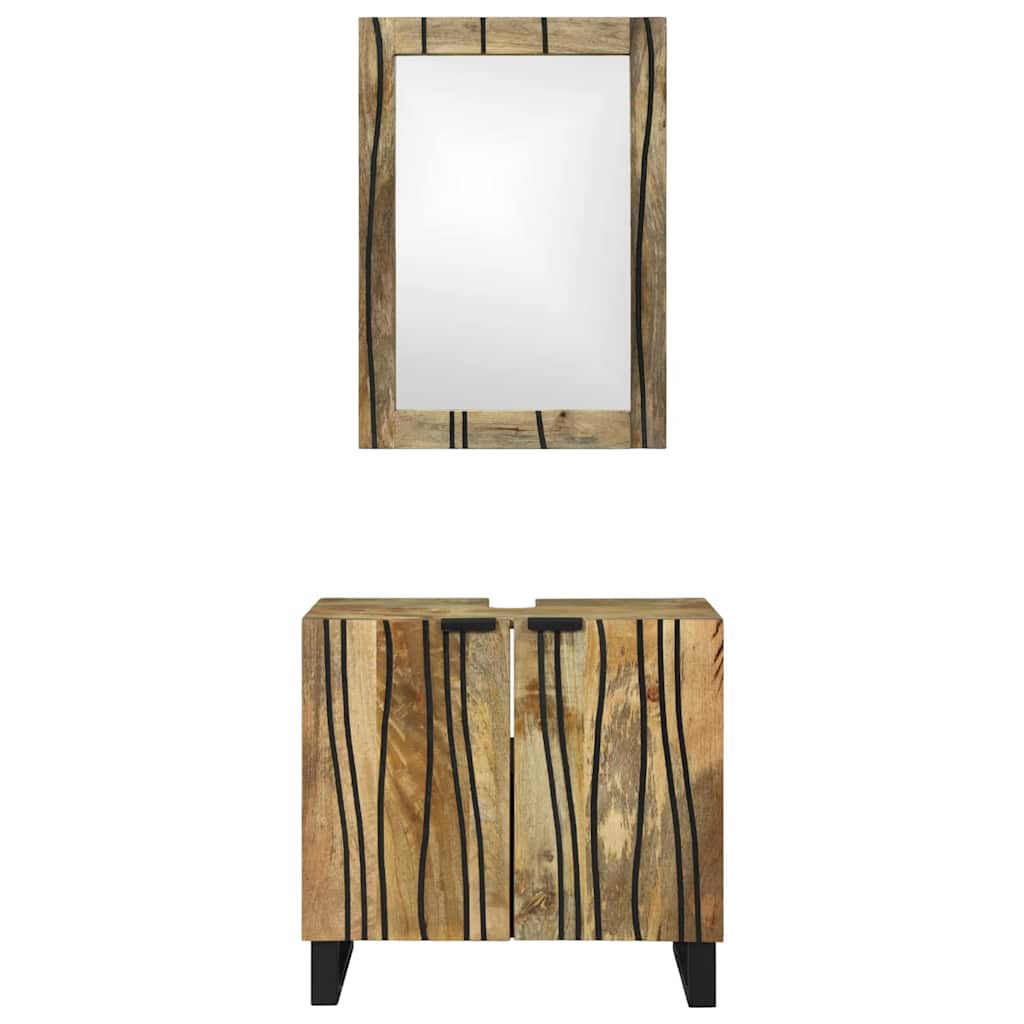 Bathroom Cabinet Set 2 pcs Natural Solid Mango Wood