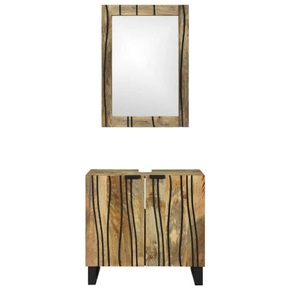Bathroom Cabinet Set 2 pcs Natural Solid Mango Wood