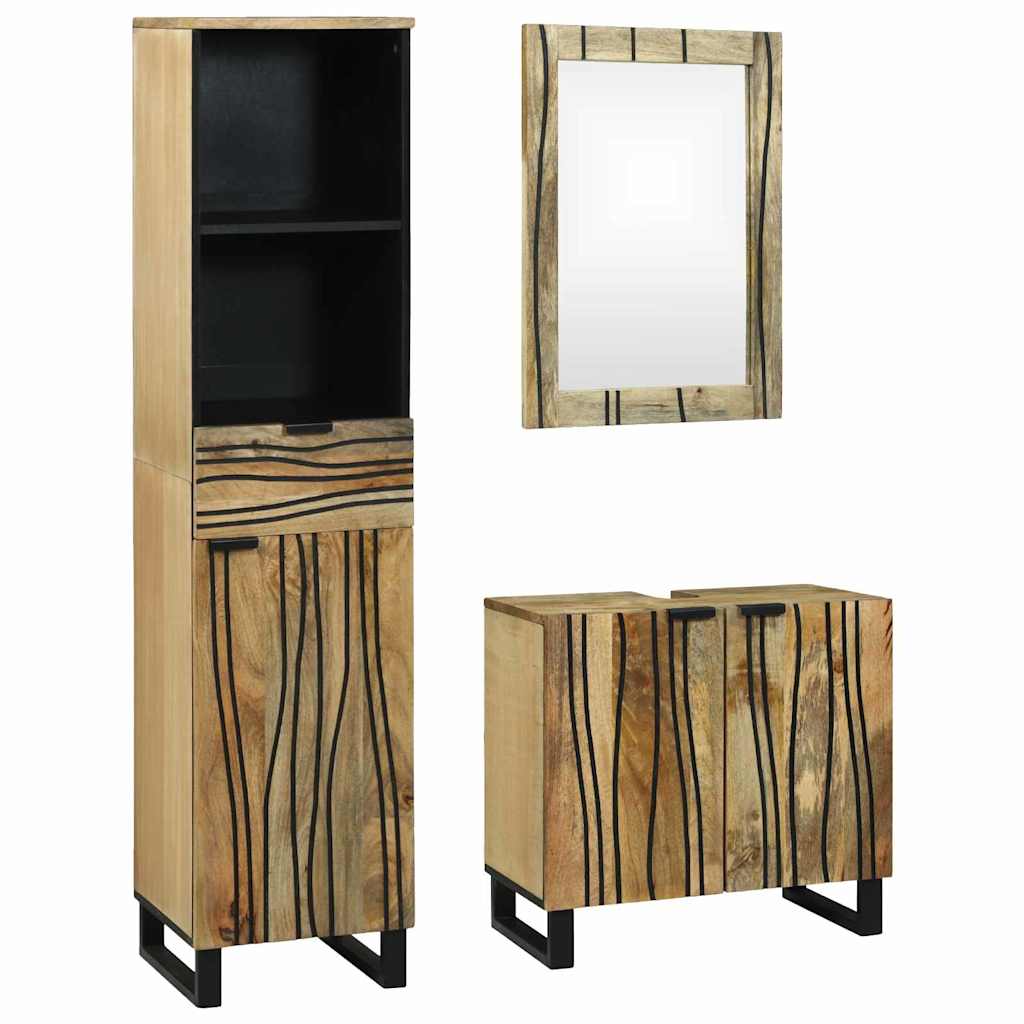 Bathroom Furniture Set with Drawer 3 pcs Brown Engineered Wood