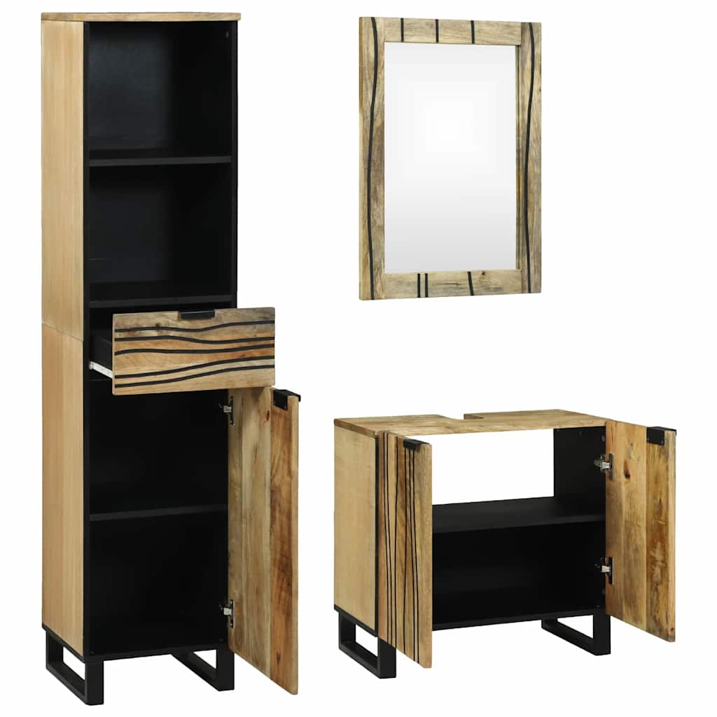 Bathroom Furniture Set with Drawer 3 pcs Brown Engineered Wood