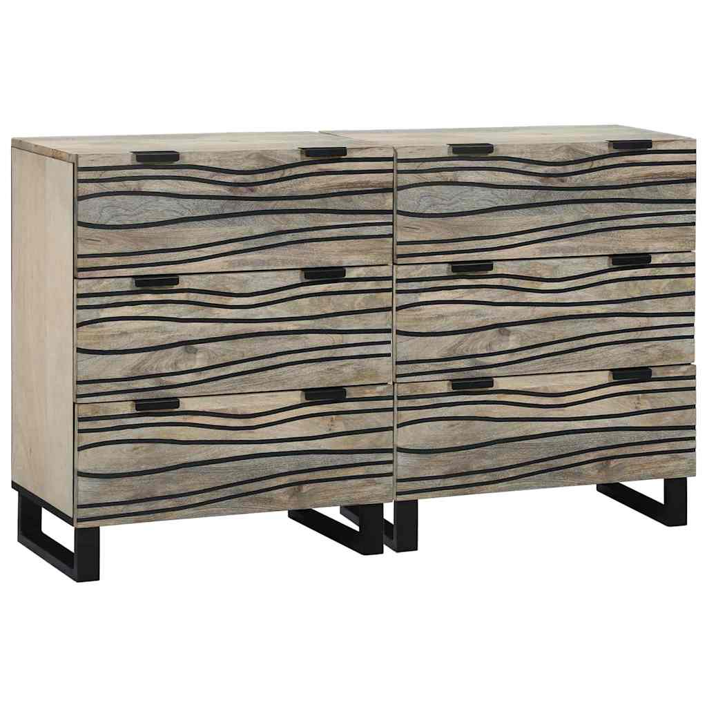 Sideboard Set 2 pcs White 120 x 33.5 x 75 cm Solid Mango Wood