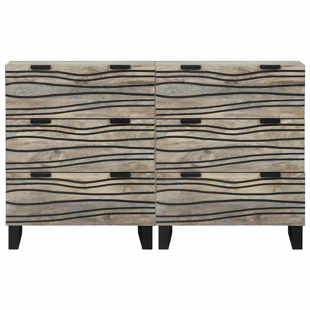 Sideboard Set 2 pcs White 120 x 33.5 x 75 cm Solid Mango Wood