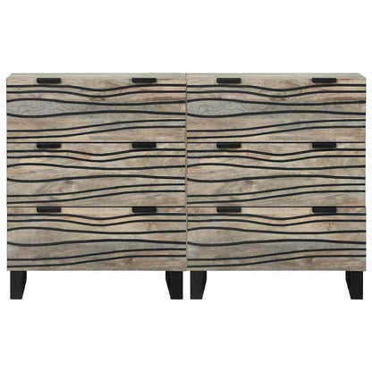 Sideboard Set 2 pcs White 120 x 33.5 x 75 cm Solid Mango Wood