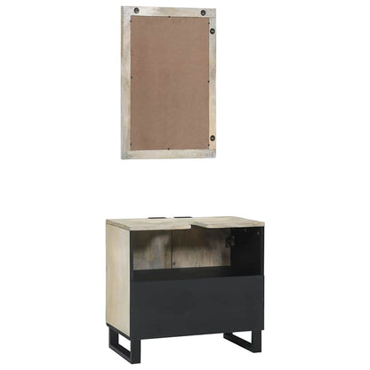 Bathroom Cabinet Set 2 pcs White Solid Mango Wood