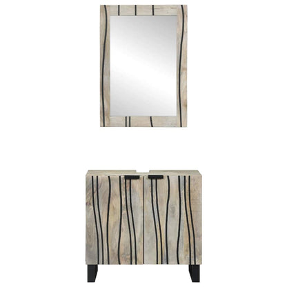 Bathroom Cabinet Set 2 pcs White Solid Mango Wood